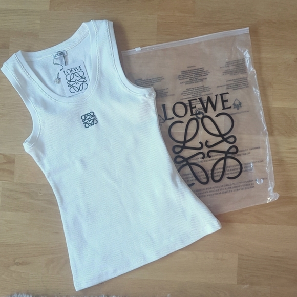 Loewe | Tops | Loewe Anagram Ribbed Tank Blanc | Poshmark